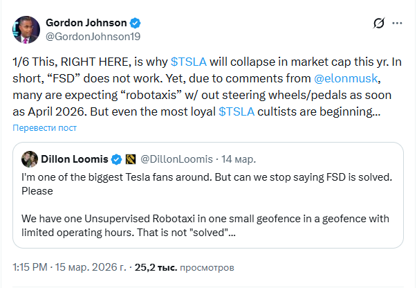 Эксперт с Уолл-стрит прогнозирует обвал акций Tesla в 2026 году на 80%