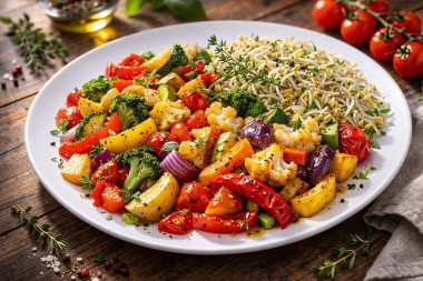 Картошка с овощами в аэрогриле