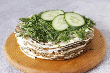 Печеночный торт из говяжьей печени классический