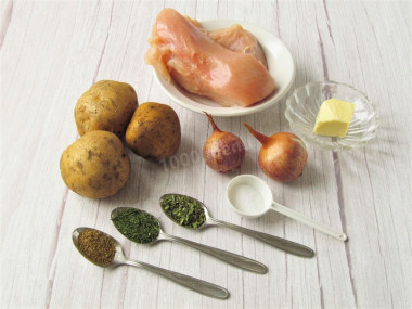 Пирог с картошкой и курицей в духовке