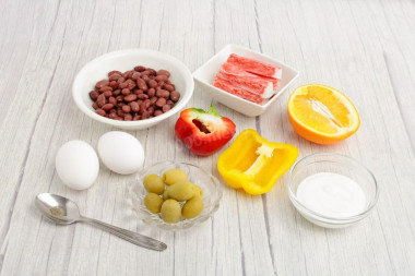 Салат фасоль крабовые палочки яйца