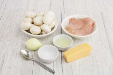 Заливной пирог с курицей и грибами