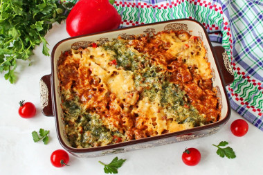 Запеканка из лапши с фаршем в духовке