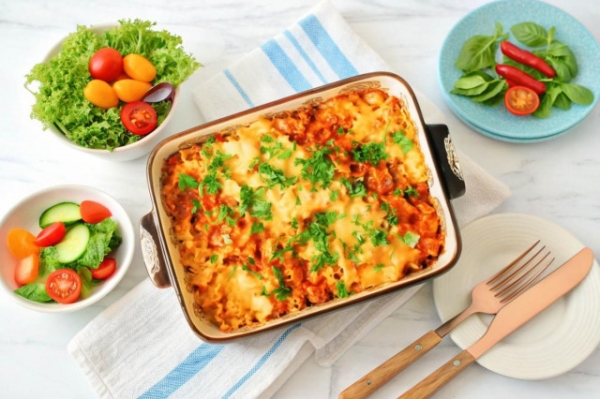 Запеканка из лапши с фаршем в духовке