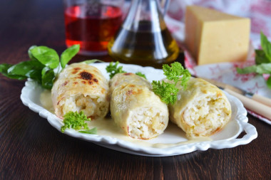 Кальмары фаршированные креветками с сыром и рисом