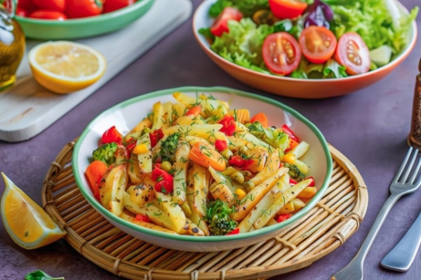 Картошка с замороженными овощами