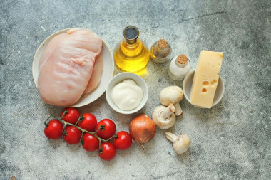 Куриные отбивные с грибами в духовке