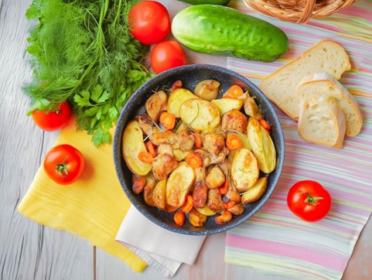 Свинина с картошкой и луком в духовке