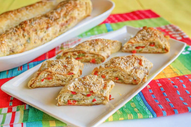 Творожные рулетики из лаваша в духовке