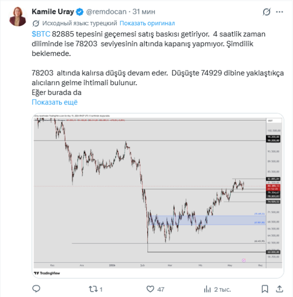 Аналитик из Турции прокомментировала текущую динамику биткоина