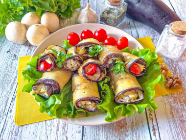 Рулетики из баклажанов с разными начинками