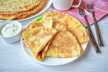 Блины на кефире и кипятке тонкие