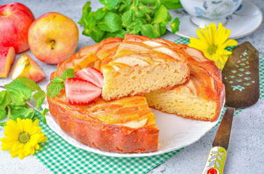 ПП пирог с творогом и яблоками в духовке
