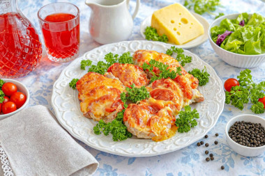 Мясо по французски из свинины с помидорами