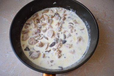 Паста фетучини курица с грибами в сливочном соусе