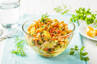 Салат с фасолью и корейской морковью
