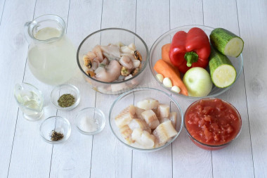 Томатный суп с морепродуктами