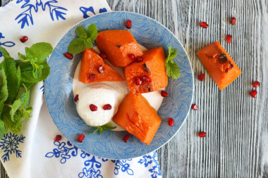 Тыква кусочками с сахаром в духовке