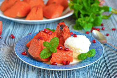 Тыква кусочками с сахаром в духовке